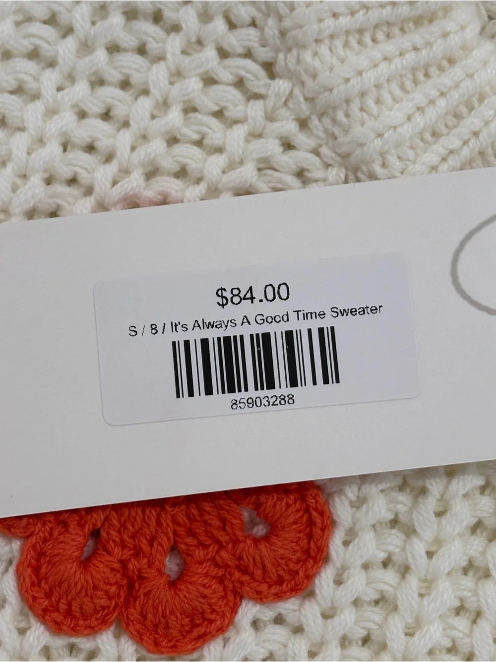 One Loved Babe Cream Flower Knit Sweater NWT